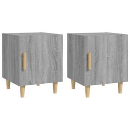 Berkfield Home Bedside Cabinets 2 pcs Grey Sonoma Engineered Wood - thumbnail 1