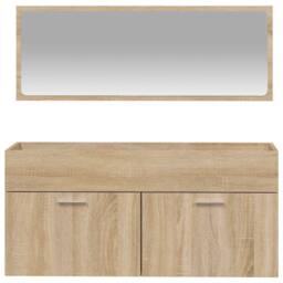 Berkfield Home Durable Bathroom Cabinet with Mirror Sonoma Oak Engineered Wood in Light Brown - thumbnail 5