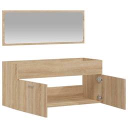 Berkfield Home Durable Bathroom Cabinet with Mirror Sonoma Oak Engineered Wood in Light Brown - thumbnail 4