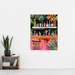 "Artery8 Tiki Bar Tropical Pineapples Bold Colourful Wall Art Print - Size: W24"" x H32""" - thumbnail 4