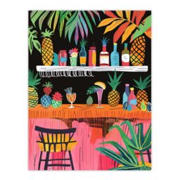 "Artery8 Tiki Bar Tropical Pineapples Bold Colourful Wall Art Print - Size: W24"" x H32""" - thumbnail 1
