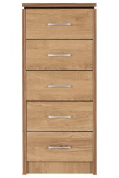 Seconique Charles 5 Drawer Narrow Chest in Light Brown - thumbnail 2
