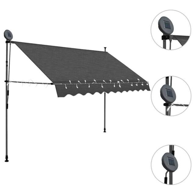 Berkfield Home Manual Retractable Awning with LED 300 cm Anthracite in Dark Grey - image 1