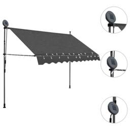 Berkfield Home Manual Retractable Awning with LED 300 cm Anthracite in Dark Grey - thumbnail 1