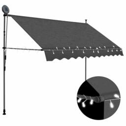 Berkfield Home Manual Retractable Awning with LED 300 cm Anthracite in Dark Grey - thumbnail 2