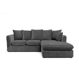 Abakus Direct Lucas Water Repellent Velvet Chenille Left Facing Corner Sofa in Dark Grey - thumbnail 1