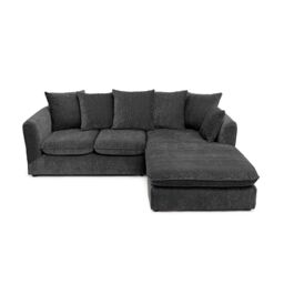 Abakus Direct Lucas Water Repellent Velvet Chenille Left Facing Corner Sofa in Dark Grey - thumbnail 2