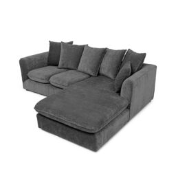 Abakus Direct Lucas Water Repellent Velvet Chenille Left Facing Corner Sofa in Dark Grey - thumbnail 3