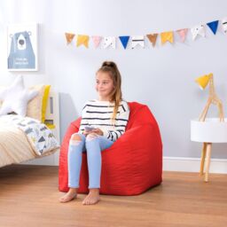 icon Teen Bean Bag Chair Grey Childrens Bean Bags in Red - thumbnail 3