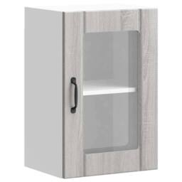 Berkfield Home Kitchen Wall Cabinet with Glass Door Lucca Grey Sonoma - thumbnail 1