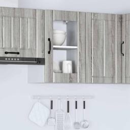 Berkfield Home Kitchen Wall Cabinet with Glass Door Lucca Grey Sonoma - thumbnail 4