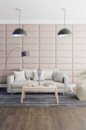 Aspire EasyMount Wall Mounted Upholstered Panels, Modular DIY Headboard in Saxon Twill Fabric (Pack of 8) in Natural - thumbnail 4