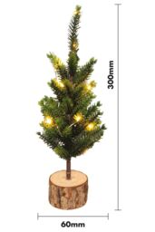 Netagon Battery Operated Wooden Effect Mini Christmas Tree with Lights in Green - thumbnail 2