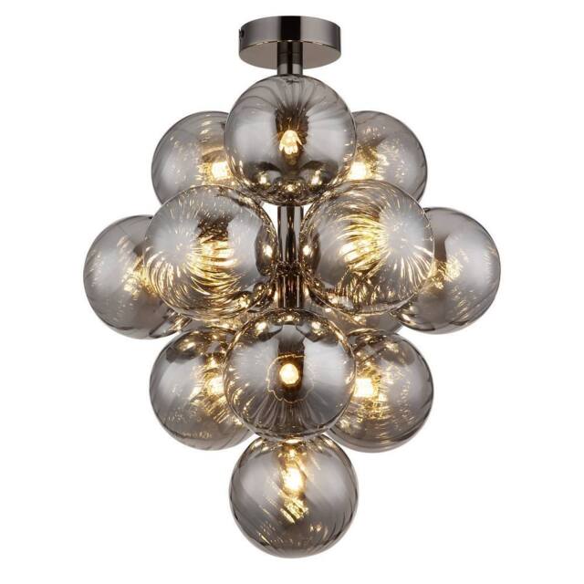 Netlighting Conor Globe Ceiling Light Gunmetal Balls Smoke Glass Shade 13x G9 in Grey - image 1