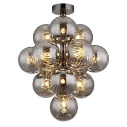 Netlighting Conor Globe Ceiling Light Gunmetal Balls Smoke Glass Shade 13x G9 in Grey - thumbnail 1
