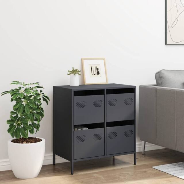 Berkfield Home Sideboard¬†Anthracite 68x39x73.5 cm Cold-rolled Steel in Charcoal - image 1
