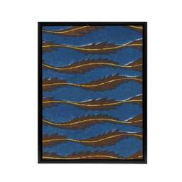 "Artery8 Vintage Pattern Feathers on Blue Framed Canvas Wall Art Print Korin - Size: W12"" x H16""" - thumbnail 1