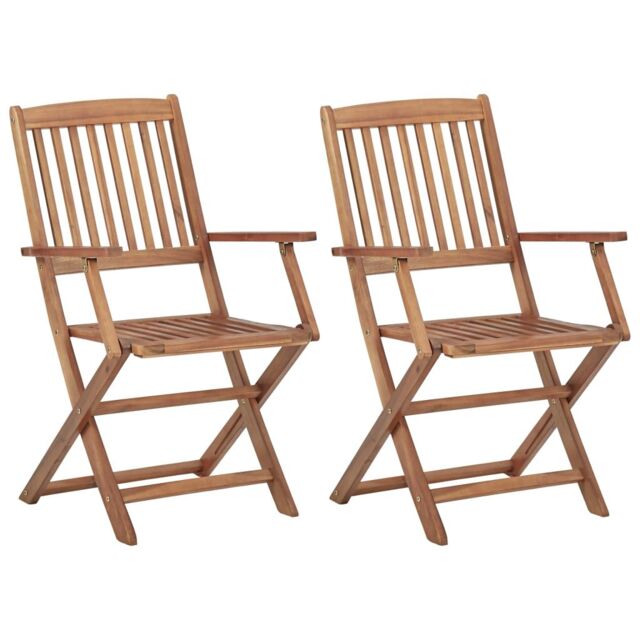 Berkfield Home Folding Outdoor Chairs 2 pcs Solid Acacia Wood in Brown - image 1