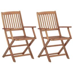 Berkfield Home Folding Outdoor Chairs 2 pcs Solid Acacia Wood in Brown - thumbnail 1
