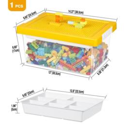 Greentainer Bright Storage Bins with Lids Stackable Plastic Organiser Boxes in Yellow - thumbnail 2