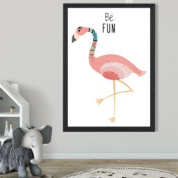 ARTZE Be Fun Flamingo Tribal Animal Quote Framed Print SIZE: A3 with Black Frame in Pink - Size: A4 - thumbnail 2