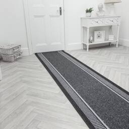 runrug Hallway Runner Rug - Non-Slip, Hardwearing, 5mm - 'Promenade' in Grey - Size: 66 cm x 150 cm - thumbnail 3