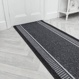 runrug Hallway Runner Rug - Non-Slip, Hardwearing, 5mm - 'Promenade' in Grey - Size: 66 cm x 150 cm - thumbnail 1