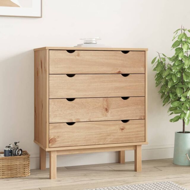 Berkfield Home Drawer Cabinet OTTA 76.5x39.5x90cm Solid Wood Pine in Brown - Size: 76.5x39.5x90 cm - image 1