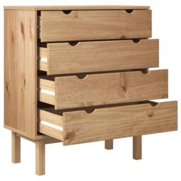 Berkfield Home Drawer Cabinet OTTA 76.5x39.5x90cm Solid Wood Pine in Brown - Size: 76.5x39.5x90 cm - thumbnail 4