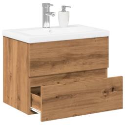 Berkfield Home Sink Cabinet with Built-in Basin Artisan Oak 61x39.5x49 cm in Brown - thumbnail 2