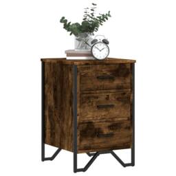 Berkfield Home Modern Bedside Cabinet Smoked Oak 40x41x60 cm Engineered Wood in Brown - Size: 40 x 41 x 60 cm - thumbnail 4