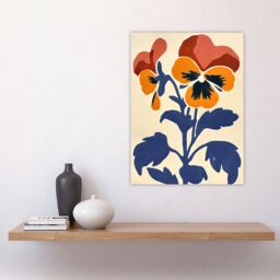 "Artery8 Pansy Flower Bloom Simple Bold Floral Painting Wall Art Print - Size: W24"" x H32""" - thumbnail 4