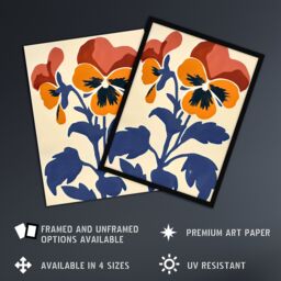 "Artery8 Pansy Flower Bloom Simple Bold Floral Painting Wall Art Print - Size: W24"" x H32""" - thumbnail 2
