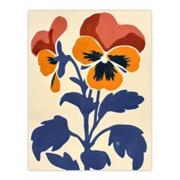 "Artery8 Pansy Flower Bloom Simple Bold Floral Painting Wall Art Print - Size: W24"" x H32""" - thumbnail 1