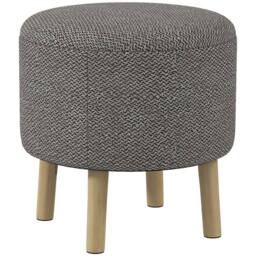 Wyld Haus Roli Linen Look Light Grey Round Storage Ottoman - thumbnail 2