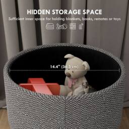 Wyld Haus Roli Linen Look Light Grey Round Storage Ottoman - thumbnail 5