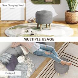 Wyld Haus Roli Linen Look Light Grey Round Storage Ottoman - thumbnail 7