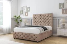 "Sloomy Watson Naples Divan Bed Base 2 Drawers Foot-End With 26"" Strutted Headboard & 12"" Matching Footboard in Light Brown - Size: Double" - thumbnail 3