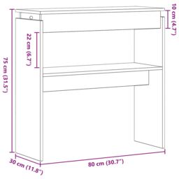 Berkfield Home Black Oak Console Table - 80x30x80 cm - Engineered Wood - Size: 80 x 30 x 80 cm - thumbnail 9