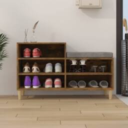 Berkfield Home Shoe Cabinet Smoked Oak 102x36x60 cm Engineered Wood in Brown - Size: 102 x 36 x 60 cm - thumbnail 3