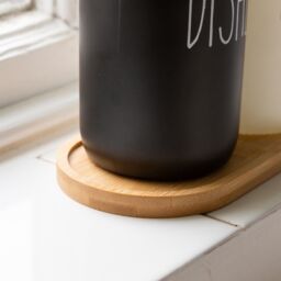 Harbour Housewares 2pc Glass Soap Dispenser Set with Bamboo Tray & Labels in Blue - thumbnail 7
