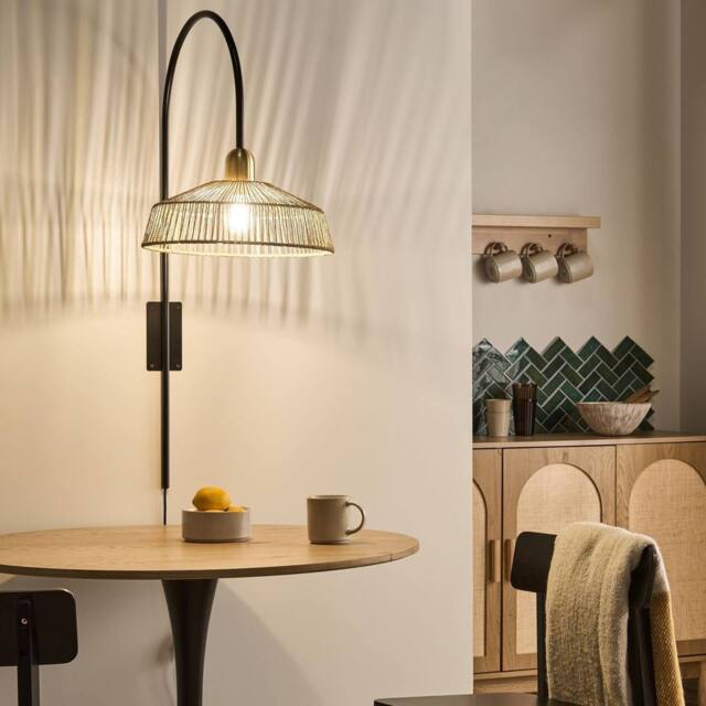 Wyld and Coco Handmade Natural Paper Rope Wall Lamp with Black Metal Base - image 1