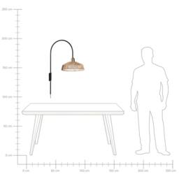 Wyld and Coco Handmade Natural Paper Rope Wall Lamp with Black Metal Base - thumbnail 8