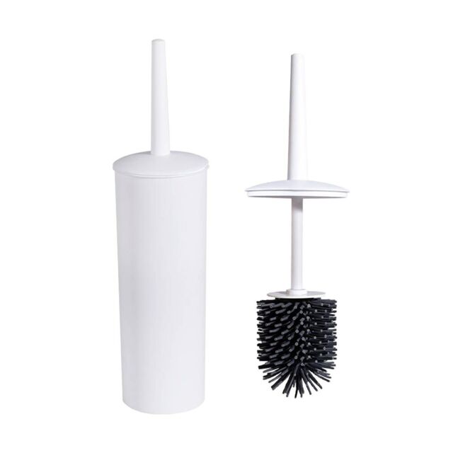 Nicoman Turbular White Toilet Brush & Holder With Silicone Head - image 1