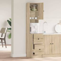 Berkfield Home Kitchen Cabinet Sonoma Oak 35x50x180 cm Engineered Wood in Beige - Size: 35 x 50 x 180 cm - thumbnail 4