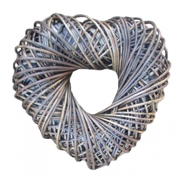 Red Hamper Wicker Heart Shaped Wreath in Grey - image 1