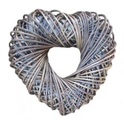 Red Hamper Wicker Heart Shaped Wreath in Grey - thumbnail 1
