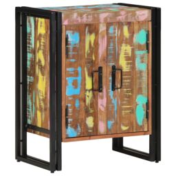Berkfield Home Shoe Cabinet Black 30x30x40 cm Solid Reclaimed Wood & Steel in Brown - Size: 30 x 30 x 40 cm - thumbnail 4