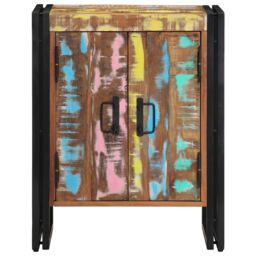 Berkfield Home Shoe Cabinet Black 30x30x40 cm Solid Reclaimed Wood & Steel in Brown - Size: 30 x 30 x 40 cm - thumbnail 5