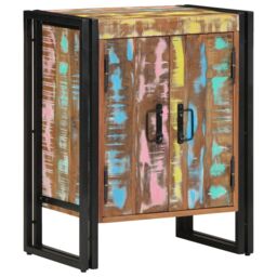 Berkfield Home Shoe Cabinet Black 30x30x40 cm Solid Reclaimed Wood & Steel in Brown - Size: 30 x 30 x 40 cm - thumbnail 2